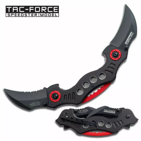 TWIN DUAL BLADE Karambit Claw SPRING ASSISTED OPEN Combat Folding POCKET KNIFE 3