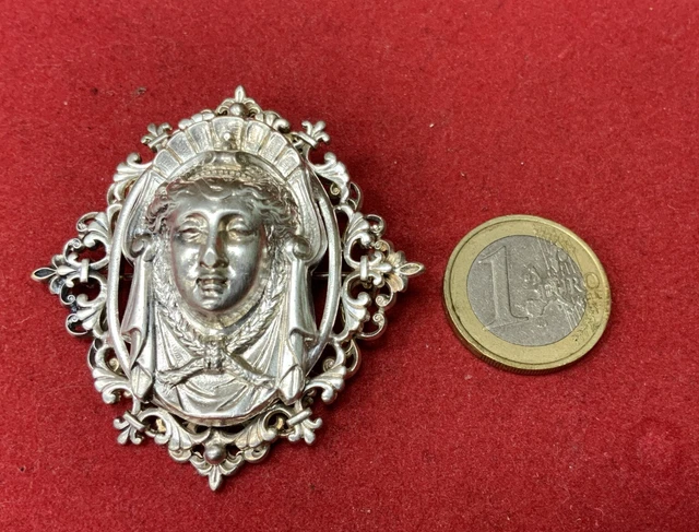 Broche En Argent Style Art Nouveau - Bijou Vintage Magnifique, Occasion Avec Traces D'usure