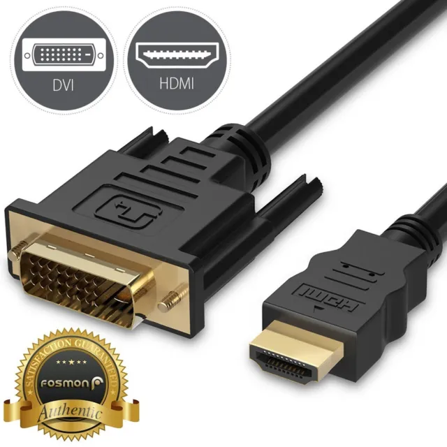 Fosmon 6 10 15 FT HDMI Male DVI D 24+1 Male Gold Adapter Cable HDTV LED LCD Cord