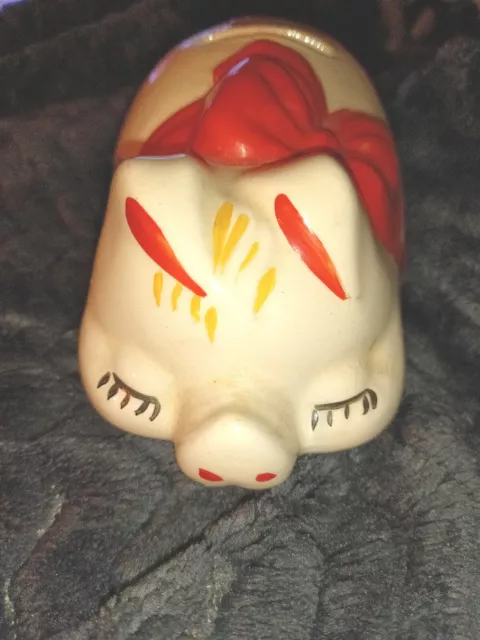 VINTAGE Rare Circa 1950 Shawnee Ceramic Polka Dot Pig Piggy Bank 6”x3”