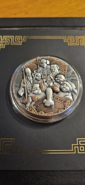 2 OZ SEVEN LUCKY GODS SILVER 999- 2000 Franchi FCA Camerun