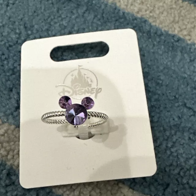 Disney Parks Multi Crystal Mickey Mouse Icon Silver Tone  Wire Ring Adjustable