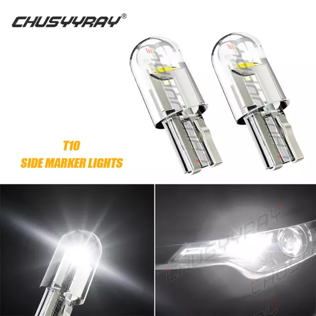 2x T10 501 LED Side Light Bulbs W5W SMD 6000K Super Bright White Upgrade Bulbs