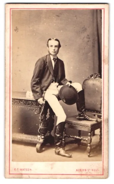 Photography E. T. Watson, Hull, Young Man in Leather Boot Horse Clothing