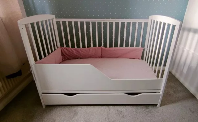 Cot Bed With Drawer and Mattress