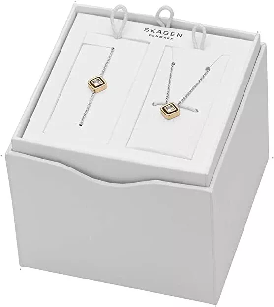 Skagen Necklace and Bracelet Set Elin Two-Tone Stainless Steel Pendant SKJB10...