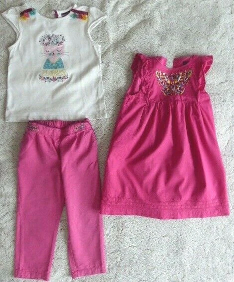 Ensemble Bébé Fille 3 Pièces Sergent Major - Taille 6 Mois - Motif Cerises Et Carreaux - Coton 100% - Occasion Très Bon état