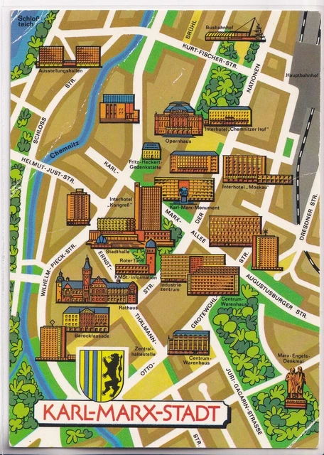 AK - (DDR) - Karl-Marx-Stadt- Landkarte - Stadtplan-Ausschnitt - Map ...