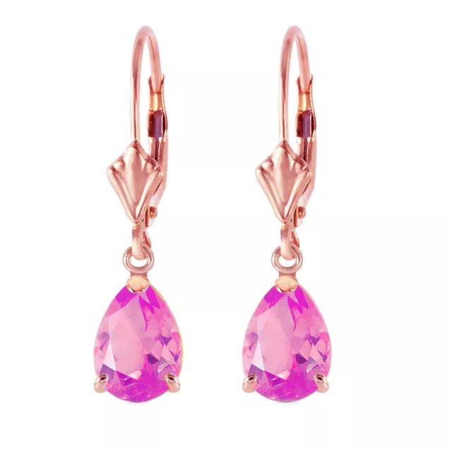 14K. SOLID GOLD LEVERBACK EARRING WITH PINK TOPAZ (Rose Gold) $552.84 ...