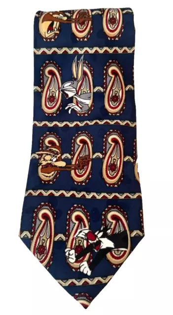 Vintage Looney Tunes Tie 57" Paisley Looney Tunes Mania Neck Tie 90s