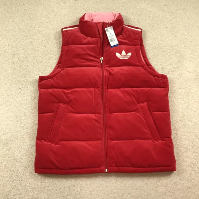 Adidas Adicolor Velvet Puffer Vest Womens Large Scarlet Red IB2030 New