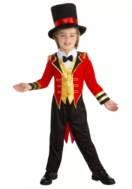 Boys Kids Circus Performer Ring Master Showman Book Week Fancy Dress Costume