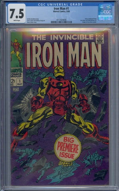 Iron Man #1 Cgc 7.5 Origin Retold Iron Man Sub-Mariner White Pages