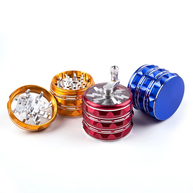 4-Layer Metal Spice Dry Herbal Crusher 2.5" Hand Crank Aluminum Smoking Grinder