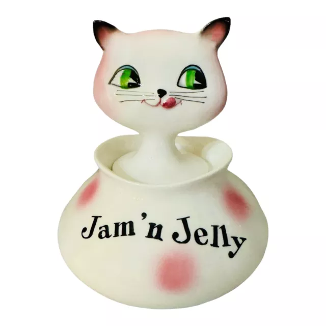 Vintage Holt Howard Pixieware Cat Jam Jelly Anthropomorphic Condiment Jar Japan