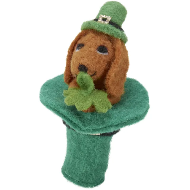 PBK St Patricks Decor - Irish Paddy Tophat Felt Puppy Dog Critter