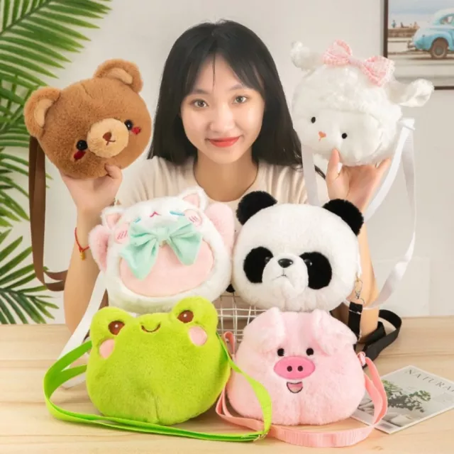 Soft Cartoon Coin Pouch Solid Color Wuggy Purse Panda Bear Pattern  Unisex