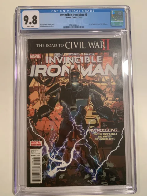 Invincible Iron Man #9 ~ CGC 9.8 ~ 1st print - 1st RIRI - IRONHEART 🔥 MCU KEY