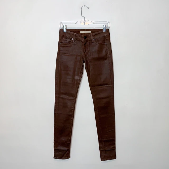 Vince Lola Stovepipe Coated Denim Skinny Jeans in Vicuna Size 25
