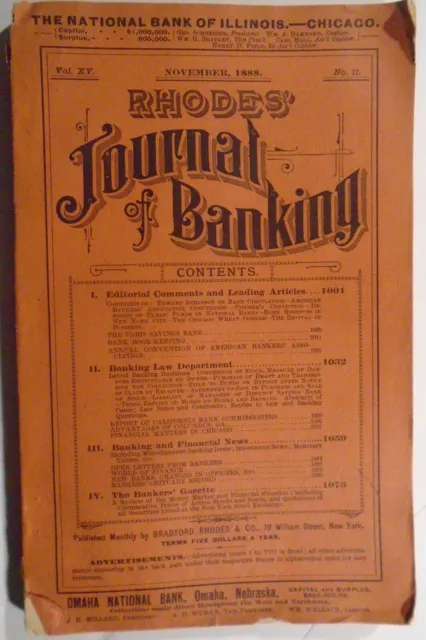 Rhodes' Journal of Banking, November 1888. American Bankers' Assn Convention etc