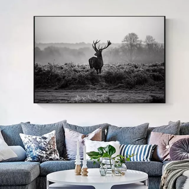 Black White Deer Poster Wild Animal Canvas Painting Canvas Mural Poster Prints