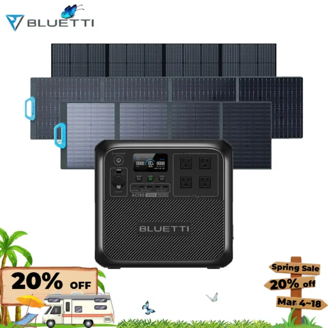 BLUETTI 1800W Solar Portable Power Station AC180 with Optional Solar panel Kit