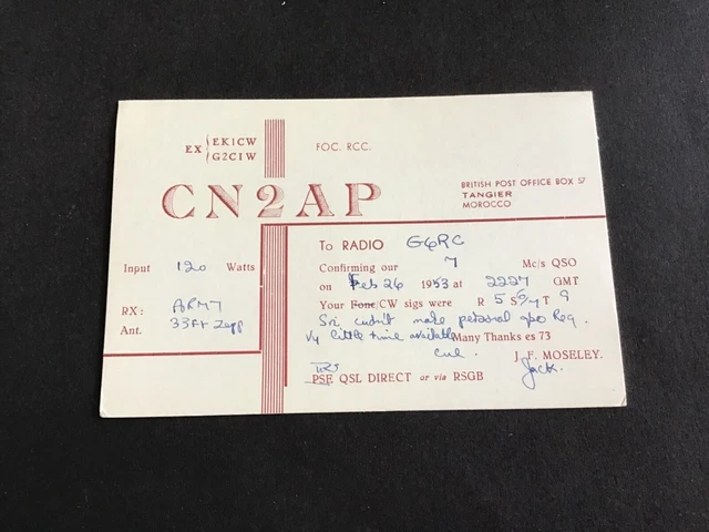 Vintage QSL Radio communication card  1953 Morocco R37686