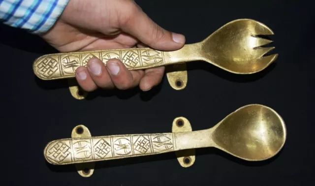 Fork Spoon Shape Door Handle Brass Golden Design Kitchen Door Handle Gk 609