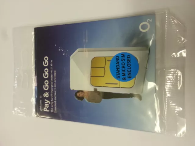O2 / 02 Pay As You Go SIM Card standard , micro & nano size fits all phones