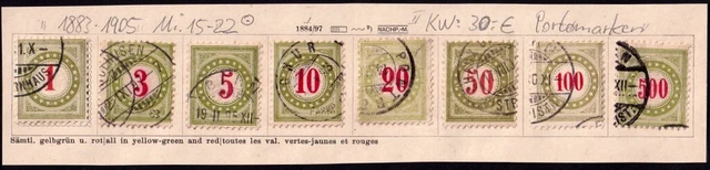 Schweiz 1883/1905 Porto-Marken Mi. 15-22 gestempelt