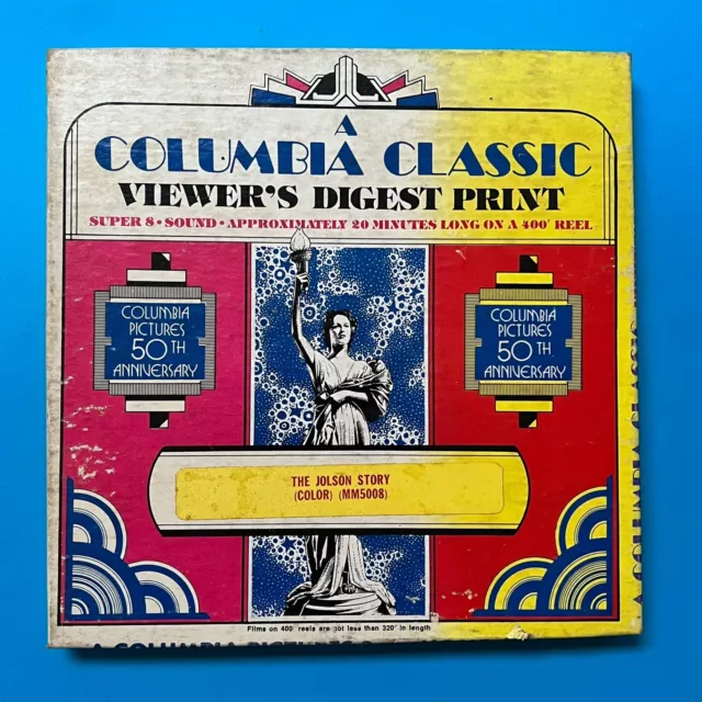 Vintage Columbia Colour THE JOLSON STORY  Super 8mm Sound  Movie 400 ft reel