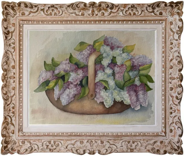 Suzanne PROVOT (1931-2022) Superbe Peinture Bouquets de Fleurs Les Lilas (86)