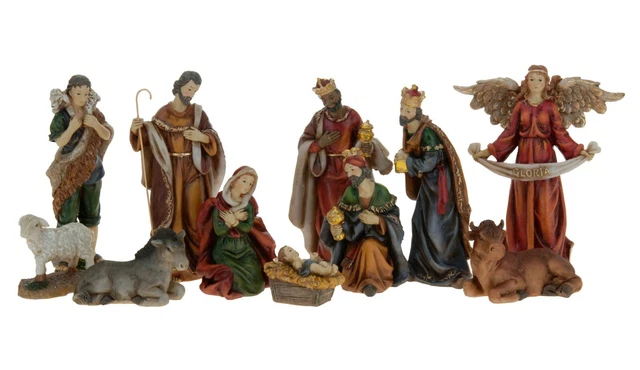 7-Piece Christmas Nativity Set With Wood Stable - 11 Inch Resin Figurines For Holiday Decor
