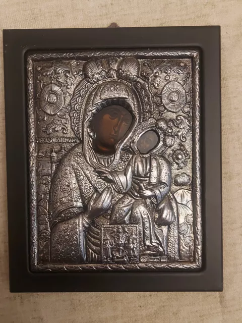 Holy Mother of God Religious Orthodox Byzantine Icon Sterling Silver 999!!!!!