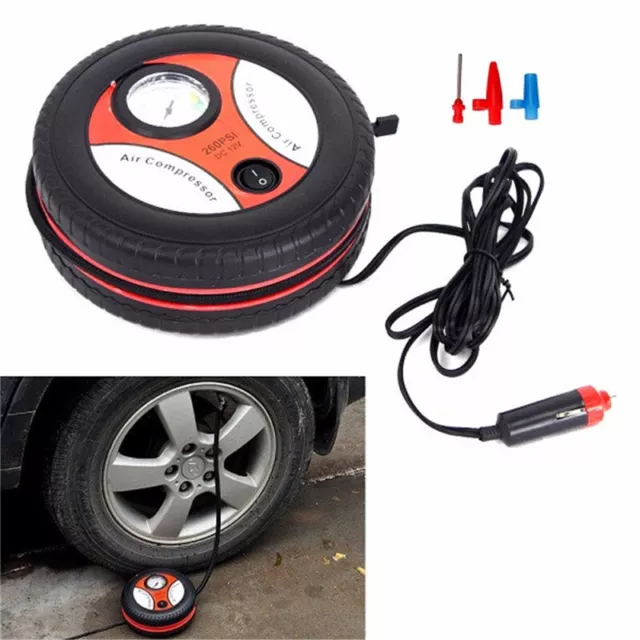 Compresseur dair DC12V Électrique Pompe de gonfleur pneu Voiture vélo moto bouée