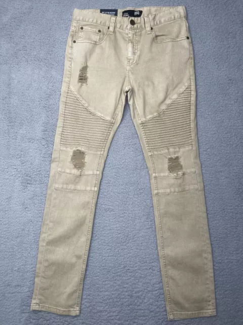 RSQ Jeans London Skinny Beige Slim Stretch Distressed Pants Mens Size W29 x L30