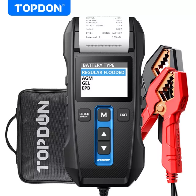 TOPDON BT300P 12V Battery Tester Checker 24V Car Charing Cranking Analyzer Tool