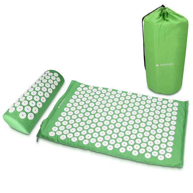 Akupressur Massage Set 1x Akupressurmatte 1x Kissen Matte Kopfkissen Grün