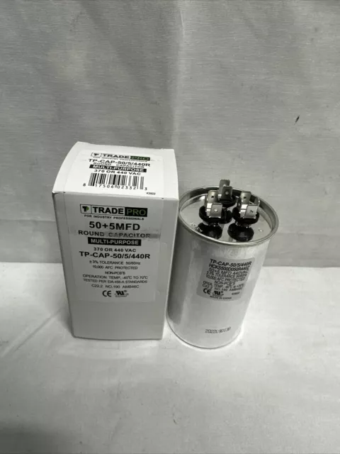 TRADEPRO® TP-CAP-50/5/440USAR - Round Capacitor, 50/5/440V- USA Made