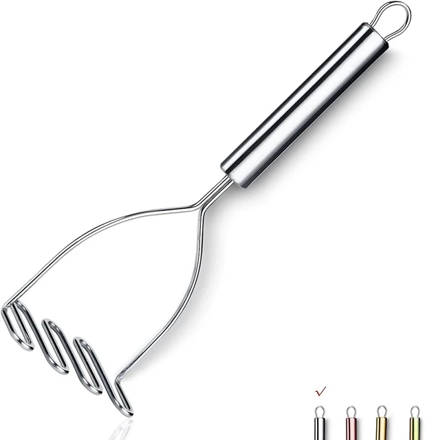 Potato Masher, Stainless Steel Heavy Duty Metal Potato Ricer with Mirror Polish,