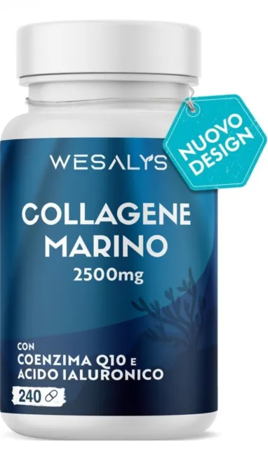 COLLAGENE MARINO con Acido ialuronico - 240 Capsule - 2500mg di Collagene idroli