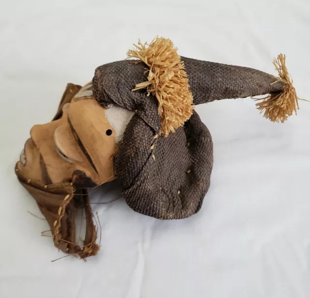 Hand Carved Wooden Pende Tribal Mask with Woven Hat African D.R.C. late 20th cen 3