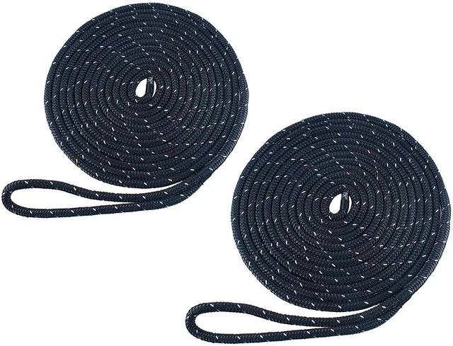 2X 1/2Inch 25FT Reflective Double Braid Nylon Boat Marine Dock Line Mooring Rope