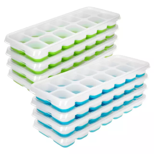 4 Pack Silicone Ice Cube Trays Stackable Easy-Release BPA Free Cocktail Freezer