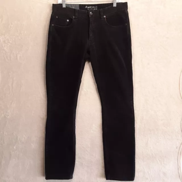 JT-JackThreads Mens Skinny Corduroy Pants Sz.32x32/Black/Distressed/Casual