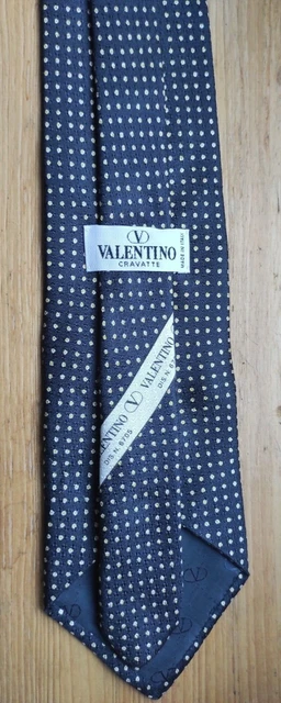Cravate VALENTINO, Bleu Marine, Soie, made in Italy, largeur 9,5cm