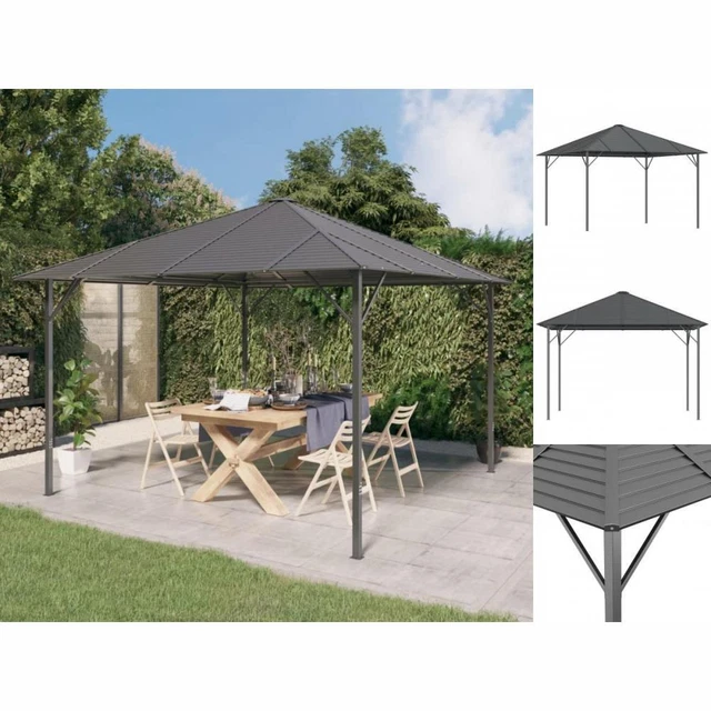 Pavillon Mit Kunststoff Dach 3x3 M Anthrazit Garten Terrasse