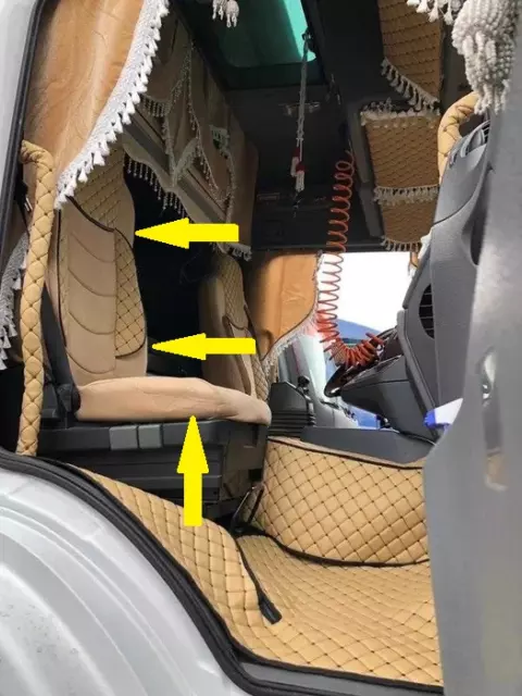 2 Piezas de Lujo Beige Cuero Eco + Gamuza Fundas Asiento para Mercedes Actros E6