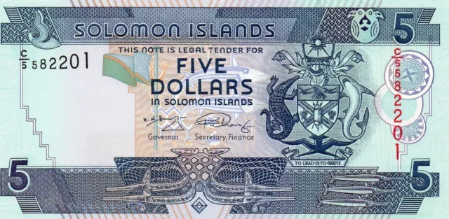 SOLOMON ISLANDS $5 Dollars ND 2006 C/5 P26 Sign 6 Houenipwela/Darcy UNC Banknote