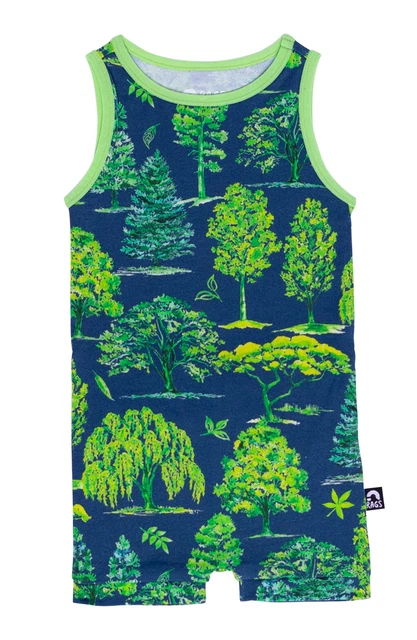 Infant Tank Short Rag Romper - 'Trees' - Navy - Size 3-6M